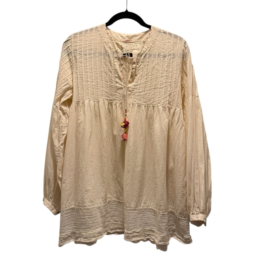 Péro by Aneeth Arora - Handmade - 100% Cotton– Cream Top With Colorful Details